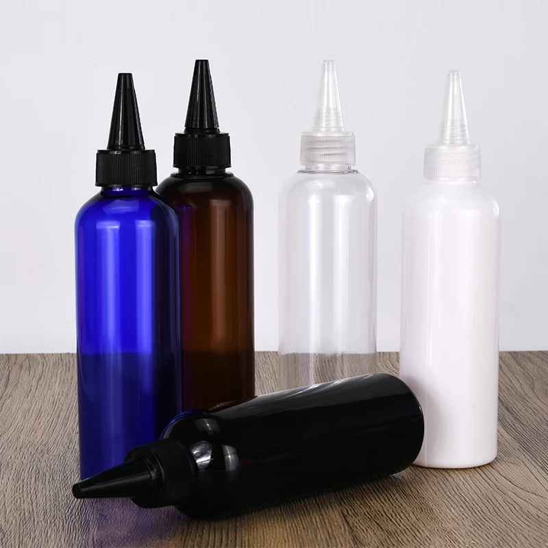 Hair Color Applicator Squeeze Bottle Transparent Oil Bottles for Hair, PET Plastic Refillable Bottles with Twist Top Cap