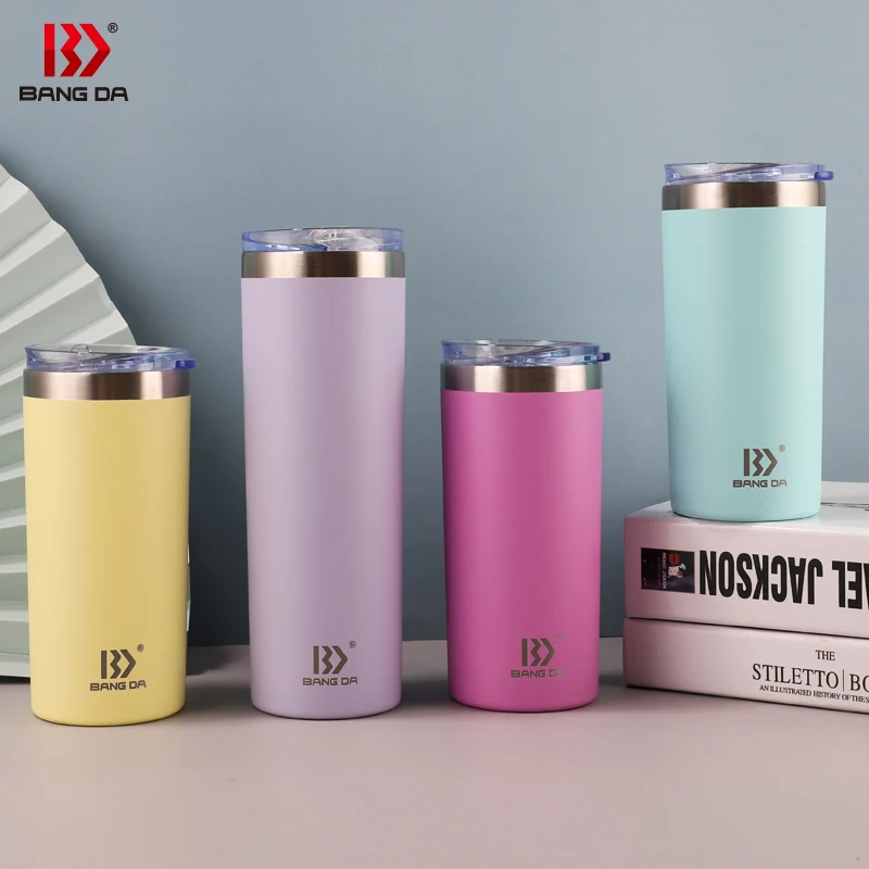 Wholesale 16oz 22oz Straight 2 Lids Stainless Steel Insulated Vacuum Drinkers Cups Coffee Tumbler