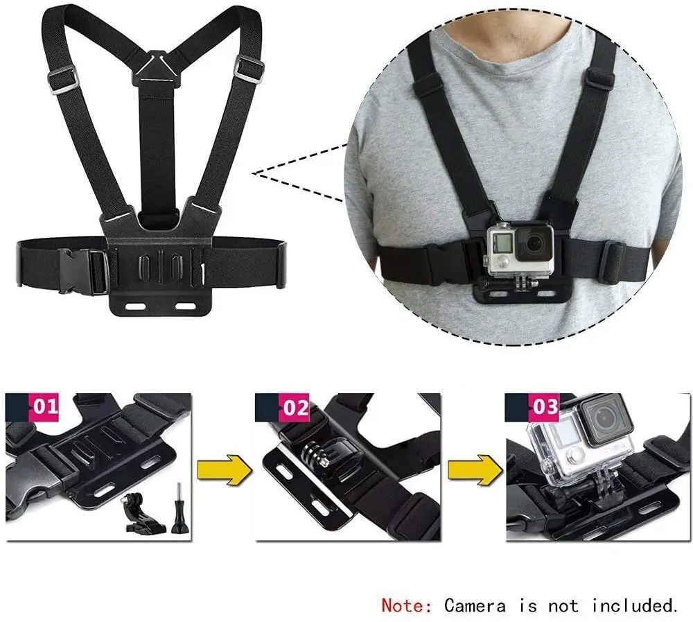Adjustable Chest Mount Harness Head Strap Belt Kit For GoPro Hero 11 10 9 8 7 6 5 SJ4000 SJ5000 Sport Camera
