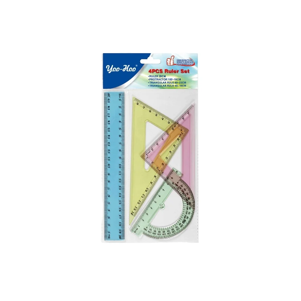 High quality plastic ruler, parallel ruler, child school use ruler set 4pcs/set