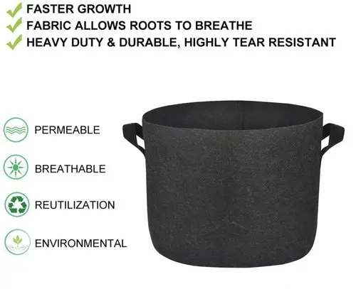 Фетровые пакеты для выращивания растений, 5, 7, 10, 20 галлонов, 5 упаковок, горшки для выращивания растений, 300 г, утолщенная аэрационная ткань, пакеты для глубокого выращивания растений
