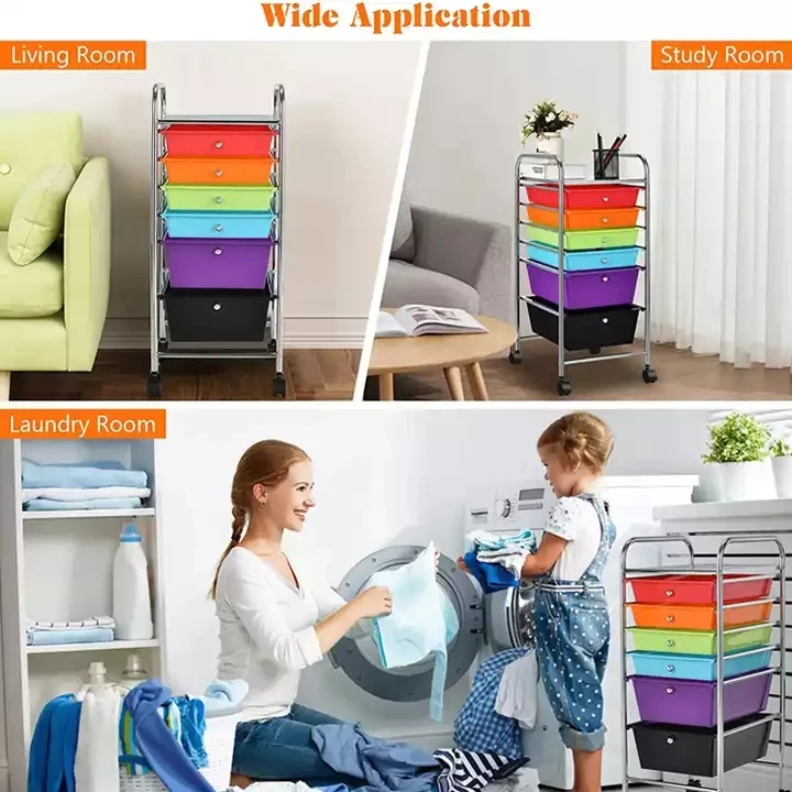 Home School Tools Scrapbook Paper Utility Craft Organizer Trolley Multipurpose Mobile Rolling Plastic Storage 6 Drawers Cart