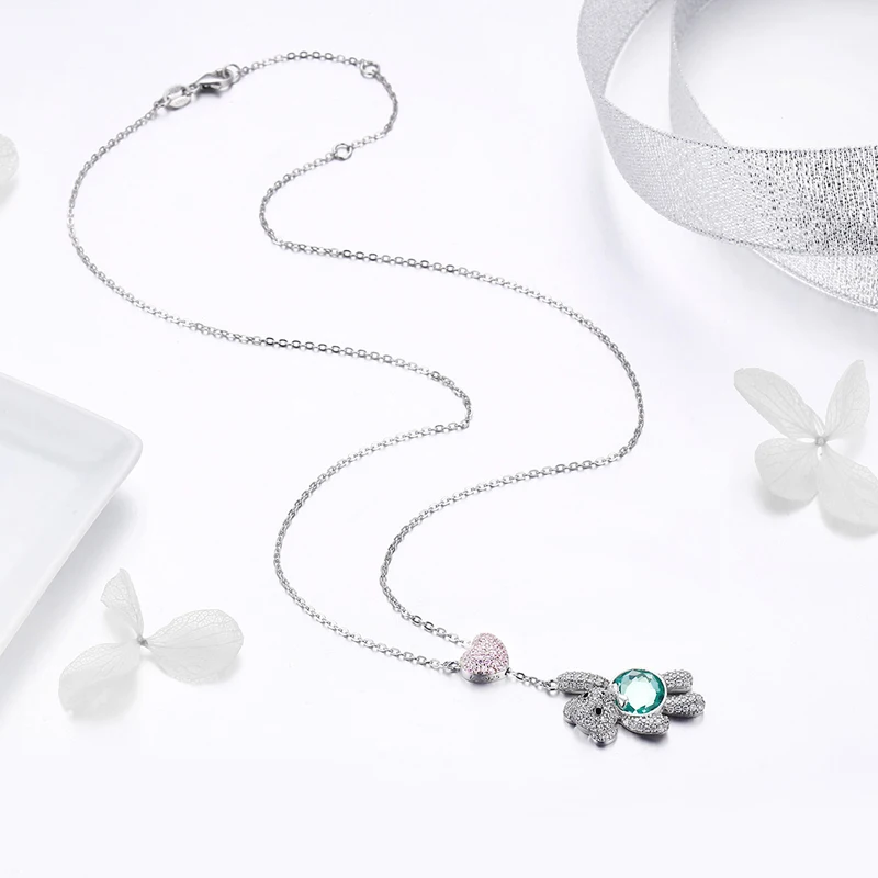 
Children Necklace Lovely Bear Pendant Design Chain Sterling Silver 925 Necklace Jewelry 2021 