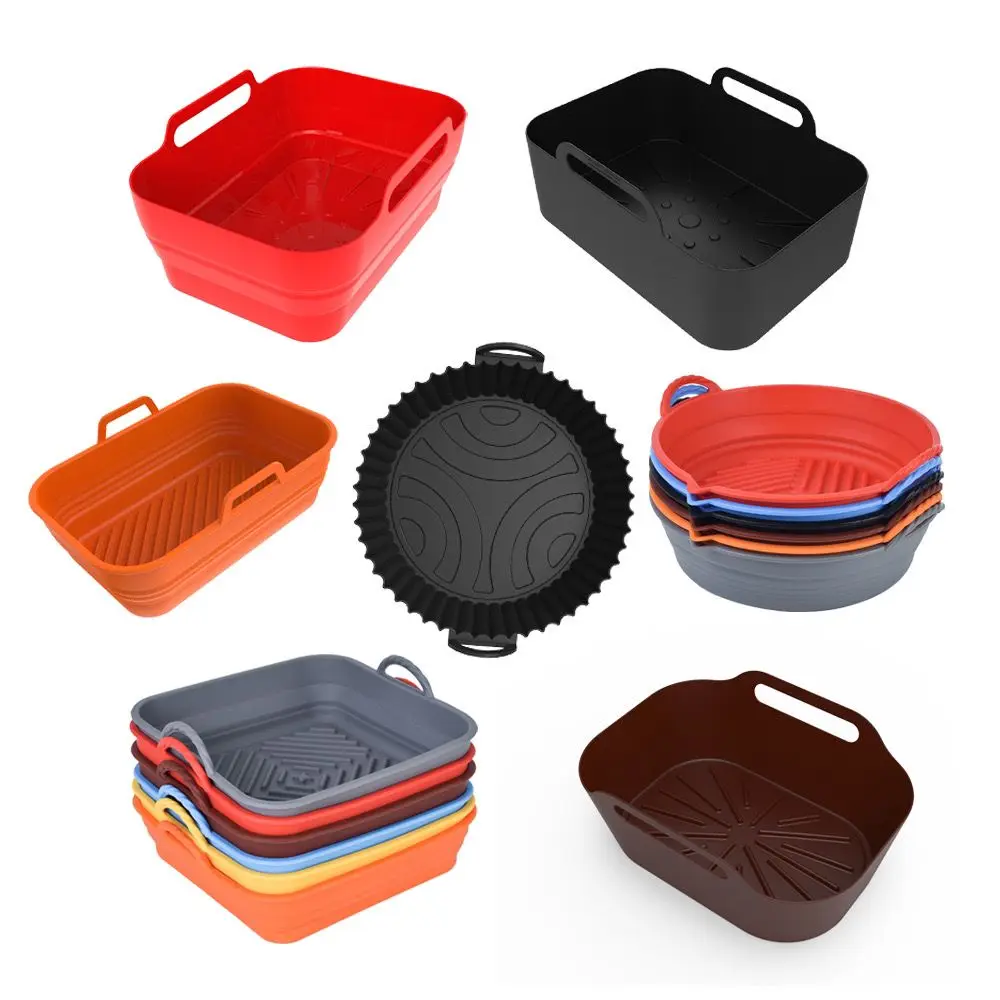 Thickened foldable air fryer silicone baking pan mat anti-hot fryer pan air fryer silicone mat