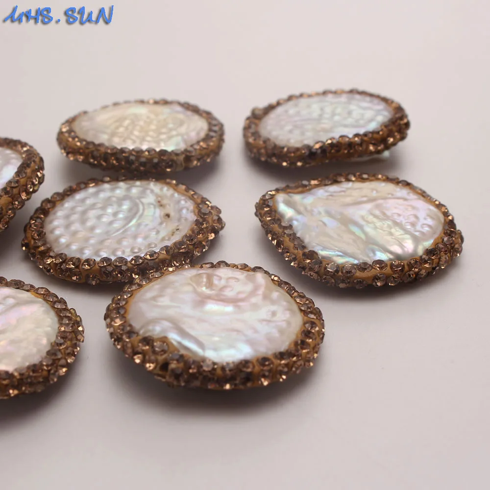 Vintage Freshwater Pearl Beads White Color Bohemia Style Irregular Round Rhinestone Pearl Beads For DIY Jewelry