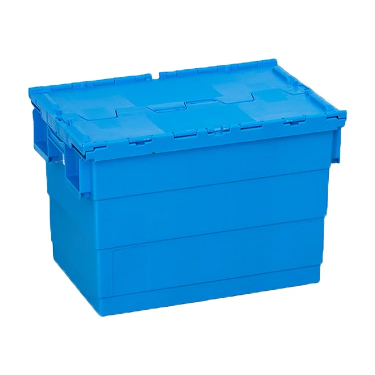600*400*415 best price pp moving storage attached lid support dolly stackable and nestable plastic crate
