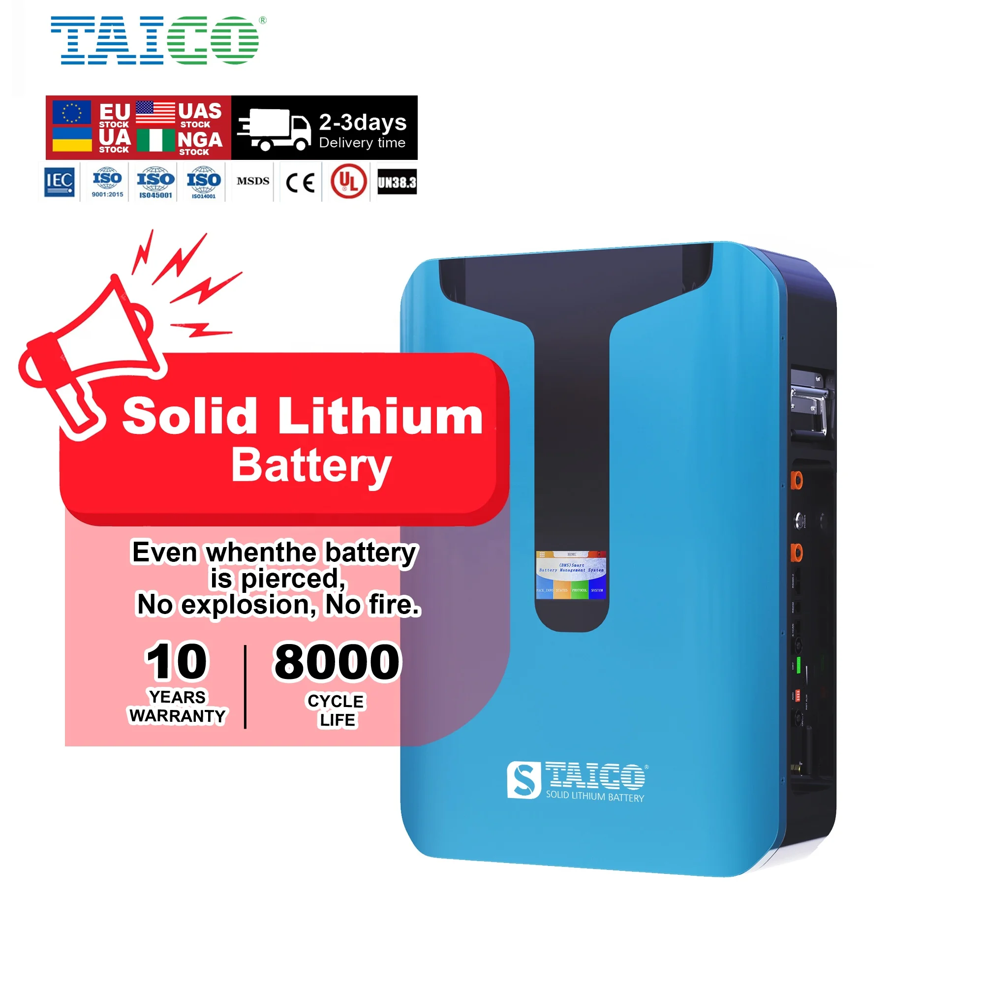 China Made Wall-mounted 48V 100ah 51.2V200ah 300ah Battery Pack Solar Energy System Storage Lithium Ion Battery