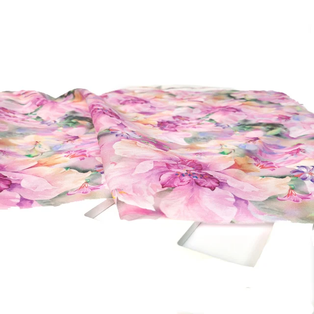 Professional factory supply fresh floral patterns silk  cotton mixed print fabric