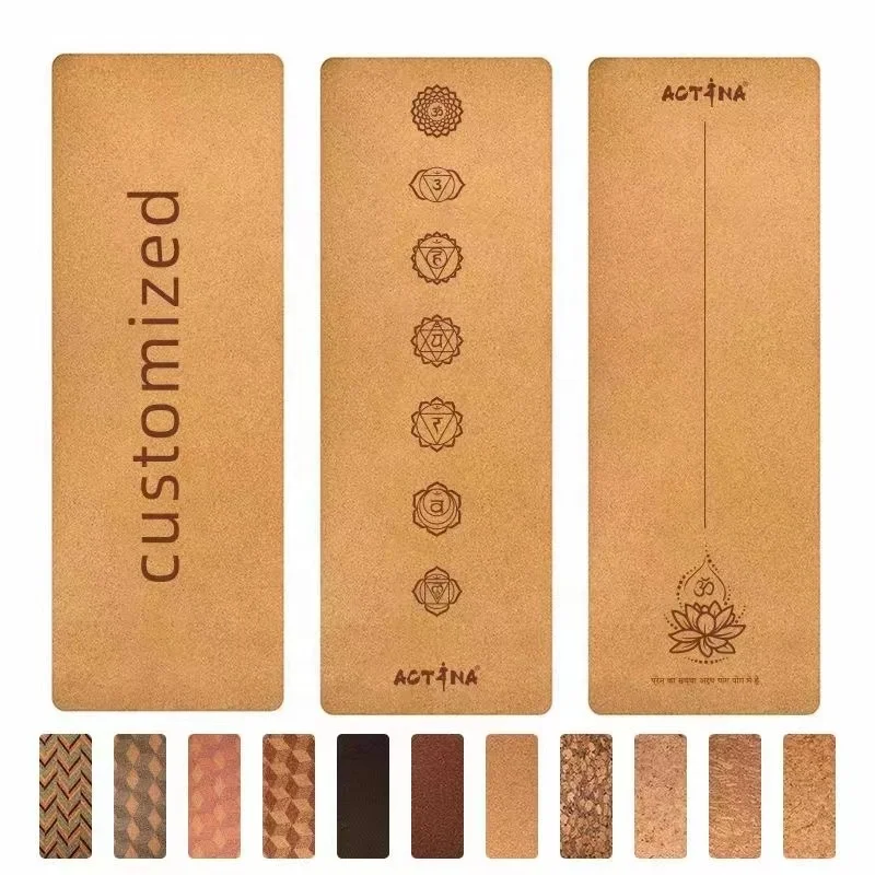 Umicca Anti Slip Custom Yoga Mats Manufacturer Eco Friendly Natural Rubber Cork 4mm TPE Custom Printed CE Exercise