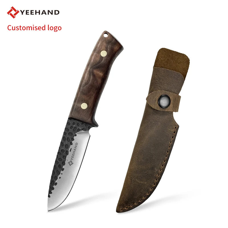 High-end Olive wood handle genuine leather holster survival knives fixed blade outdoor knife