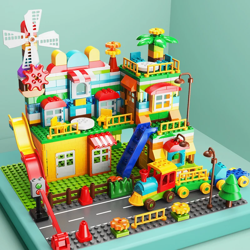 FEELO2024 new 269pcs Windmill Scene Building Blocks Geometric Shapes Toys science and education Building Blocks For Children