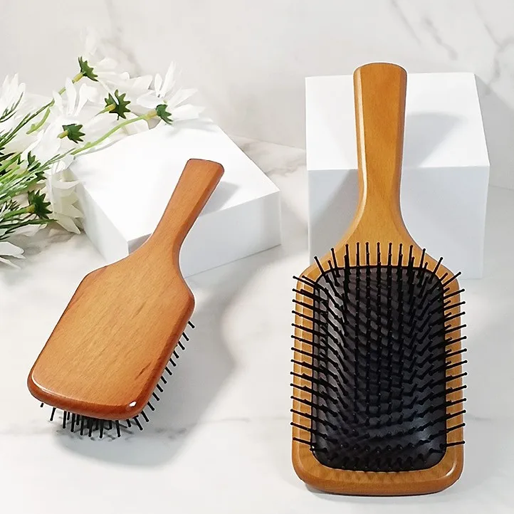 Air cushion comb hairbrush rectangle detangling hairbrush wooden paddle hair brushes for women