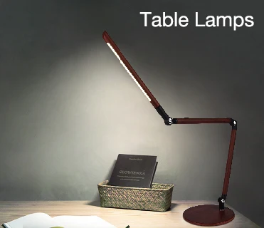 Iron Base Wood LED Foldable Swing Arm Desk Light Office Table Lamp For Home
