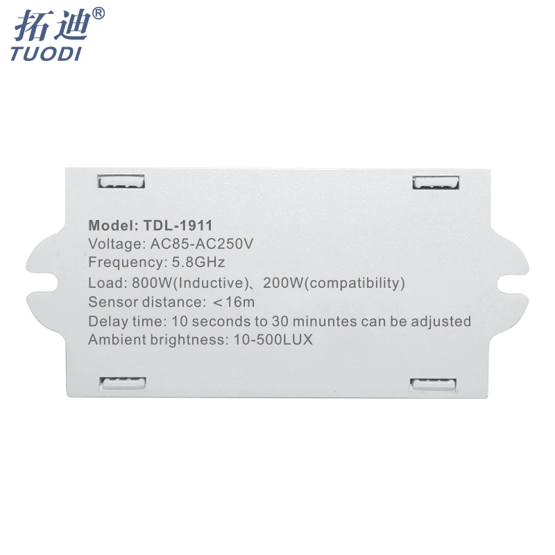 TDL-1911 Best Sale TUODI 800W Wholesale Microwave Sensor Switch 5.8GHz Radar  360 Degree motion Sensor Light  Body Detector