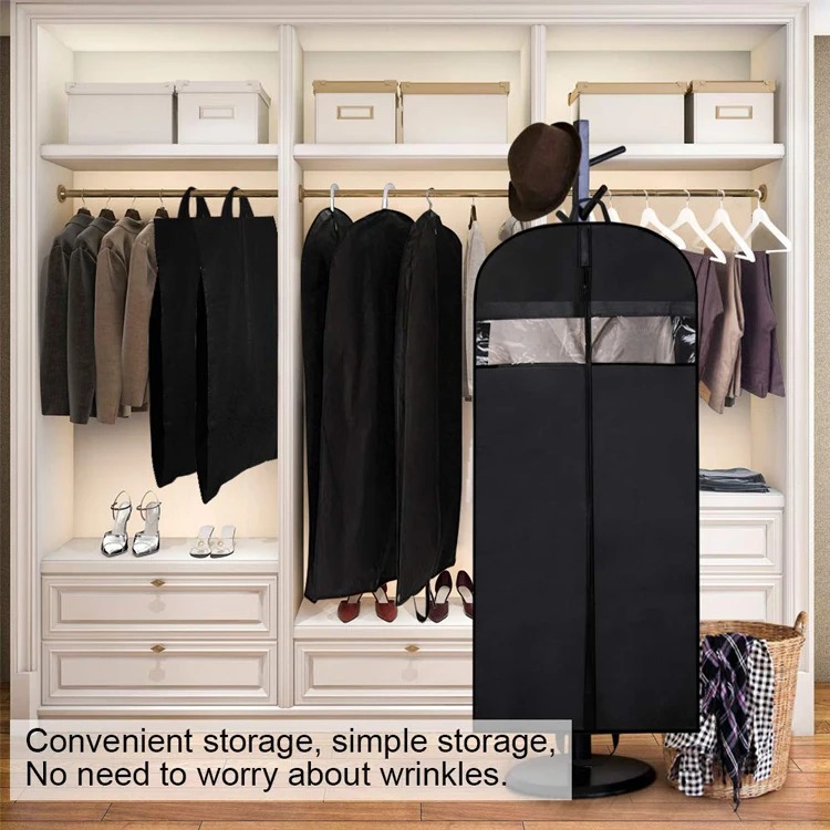 Long Bridal Gown Garment bags with Zipper Biodegradable Suit Cover Wedding Dress Bag with Custom Logo 210D Waterproof Suit Bags