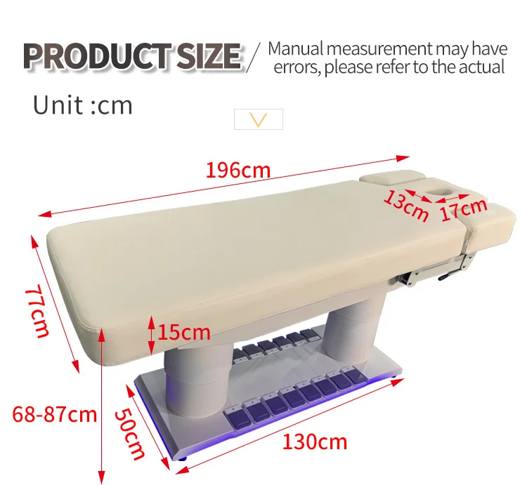 New beauty salon furniture white leather gold base massage table bed 4 motor electric control cosmetic facial spa salon bed