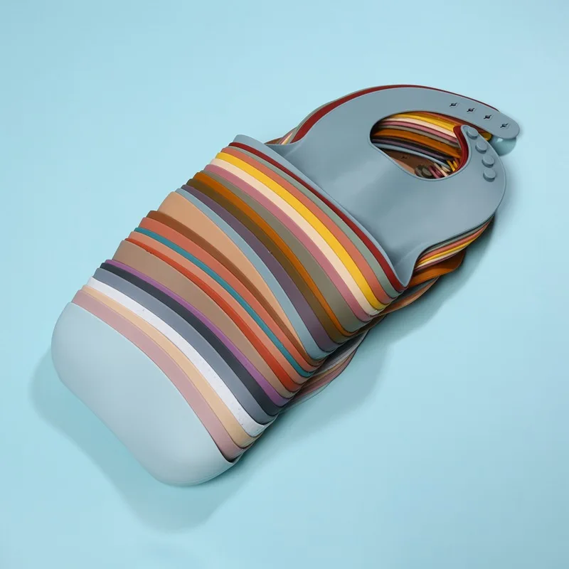 
baby bib silicon Child Cute Cartoon Waterproof Aprons Soft Fold Adjustable Baby Silicone Bibs 