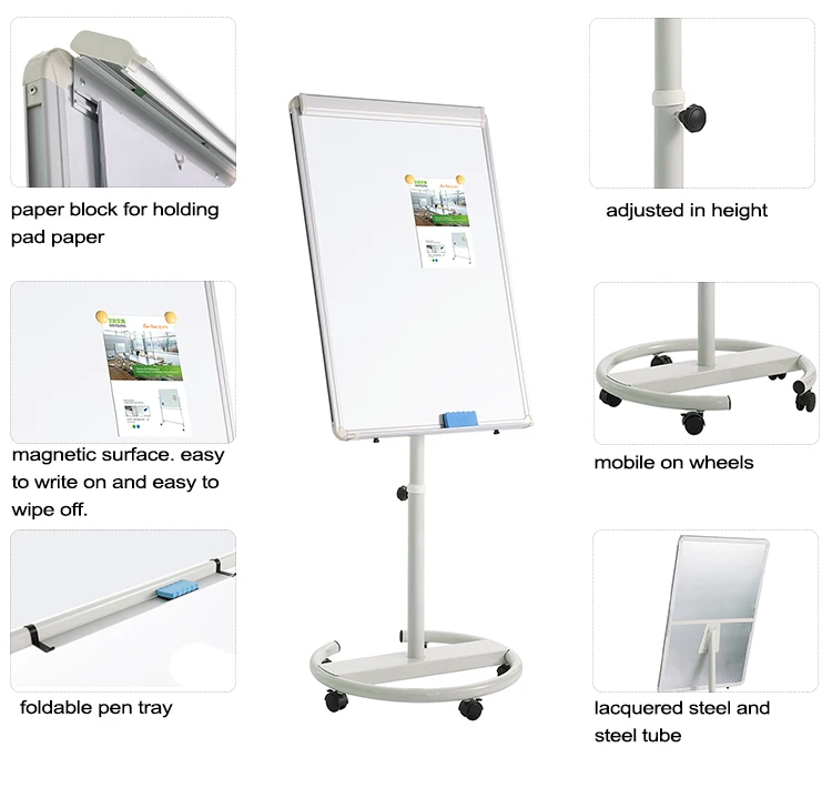 Customizable 70 X 100 Cm Magnetic Flipchart Board Whiteboard With Stand