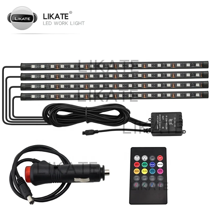 Lkt 4 шт. подножка автомобиля Rgb дистанционное приложение 5050 интерьерная атмосфера 18 светодиодов 5050 Rgb Smd гибкая светодиодная лента для автомобиля