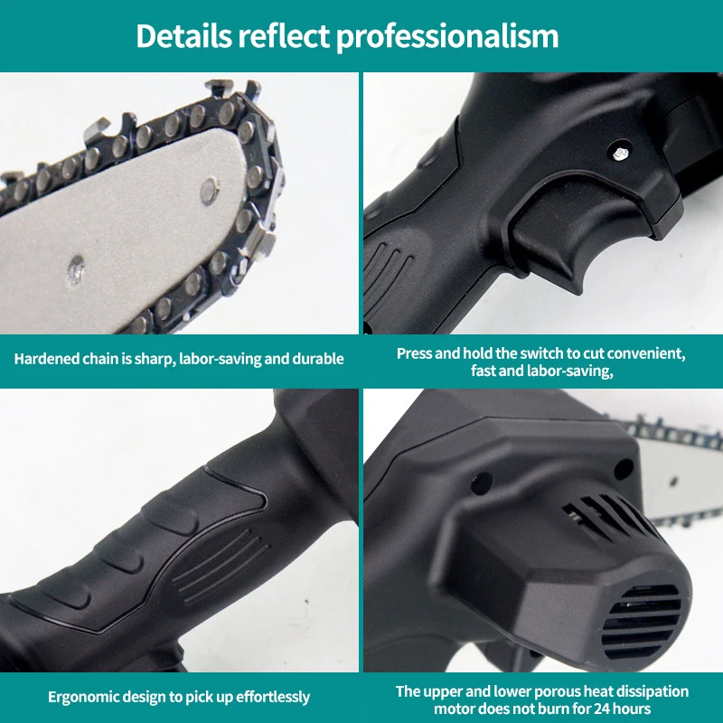 1680W 4 Inch 24V Mini Electric Pruning Chain Saw With 2pcs Battery Woodworking Chainsaw Garden Logging Cutter Tool Rechargeable