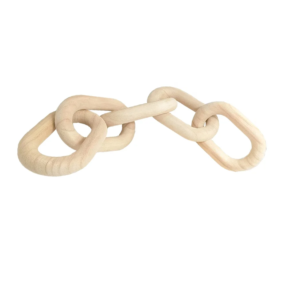 Natural Wood Chain Link Decorations Wood Arts Decoration Crafts Wood Chain Wall Hanging Ornament