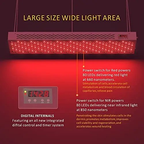 Full Body Size Red Light Therapy Panel 660nm 850nm with Stand for Home Use Pain Relief Salon Spa