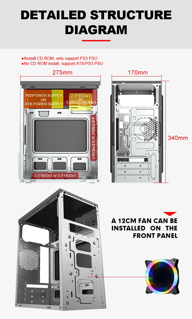 factory direct cheap vertical box office desktop gaming pc casing cpu cabinet gamer computer case