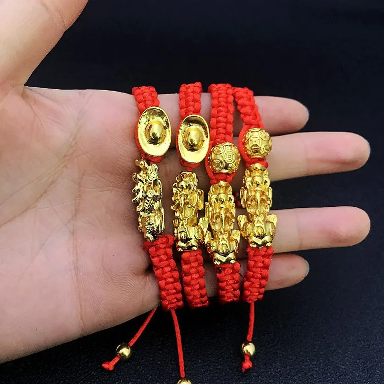 Unisex  Wristband Wealth Health Good Luck Charm Pixiu Bracelet  Feng Shui Red Rope Braided Bracelet for Women Men