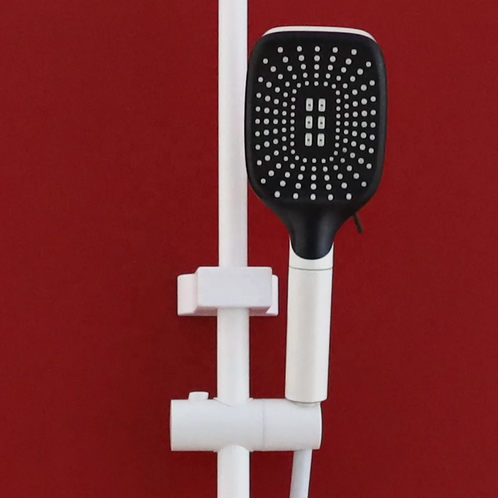 New Exposed 4 functions Gunmetal Gun Grey Keypad Piano Push button press key flat bath shower set faucet system column