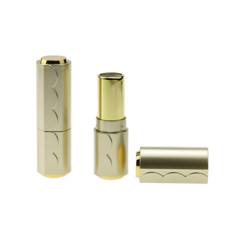 Luxury green gold round handmade empty DIY custom logo plastic lipstick tubes with waves