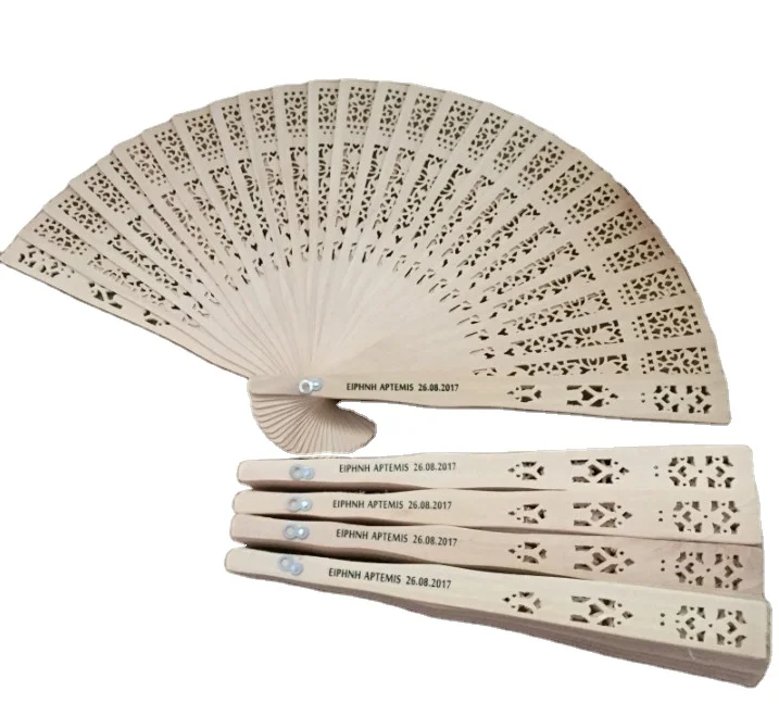 Handcraft Vintage  Hand Held Folding Chinese Sandalwood Hand Fan for Wedding Favor Bridal Gift