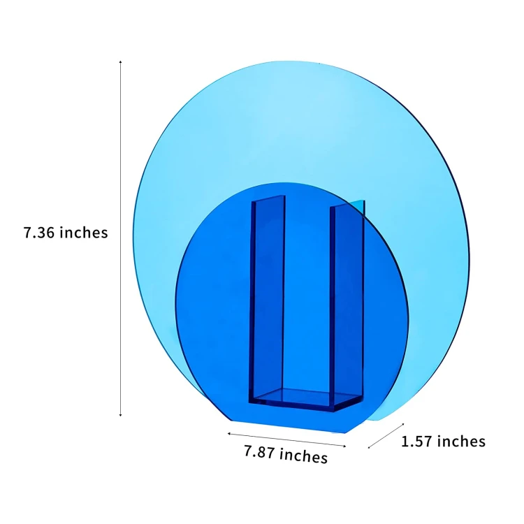 Blue Acrylic Round Shaped Flower Vase For Home Office Wedding