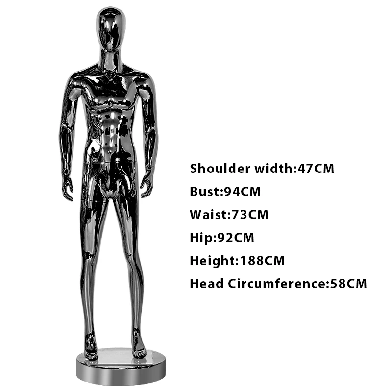 Wholesale Luxury Glossy Chrome Black Boutique Standing Men Luxury Suits Male Mannequin Full Body For Clothing Store