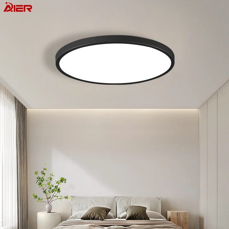 Ultra-Thin Round White Black 24W 28W 38W 48W ABS 85V-265V Living Room Led Lamps Lighting For The Ceiling Bathroom Living