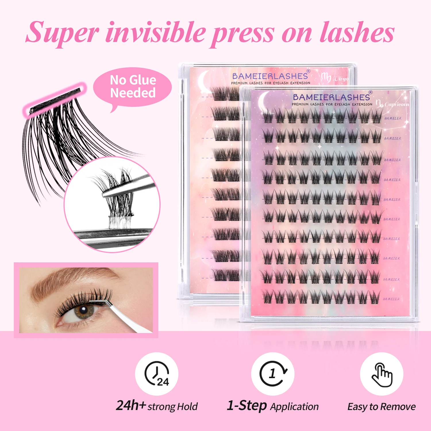New Arrival 3d Effect Eyelash Cluster Extensions d Curl 8mm-15mm 11mm Press on Cluster Lashes no glue with own logo