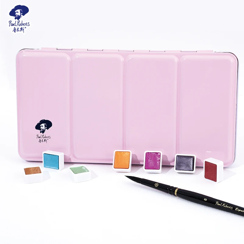 Paul Rubens Artist Grade 48 Colors Pearl Luster Solid Watercolor Paint  Set