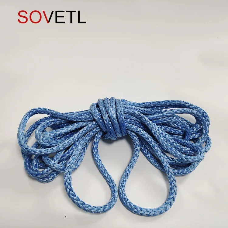 12 strands 8mm 10mm 12mm blue super tensile ATV UTV Synthetic winch rope