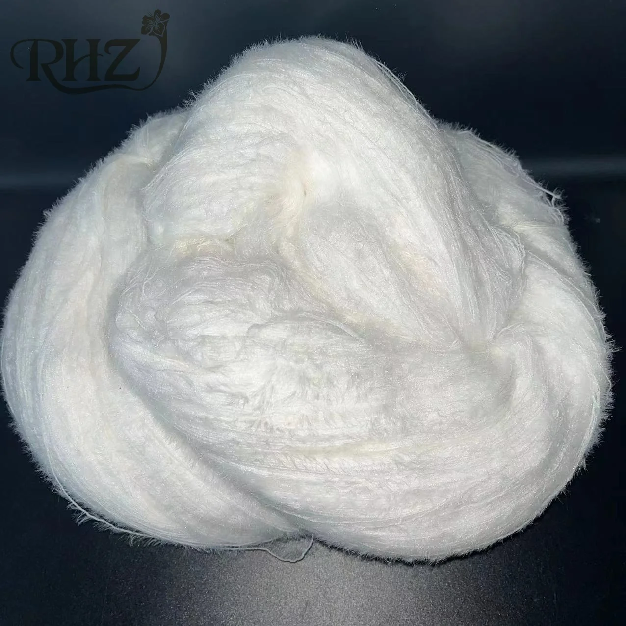 2023 RHZ мягкая новая стильная пряжа 1,3 см 12 нм/1 100% нейлоновая Хрустальная шинчатая норка перья пряжа НЕОБРАБОТАННАЯ белая
