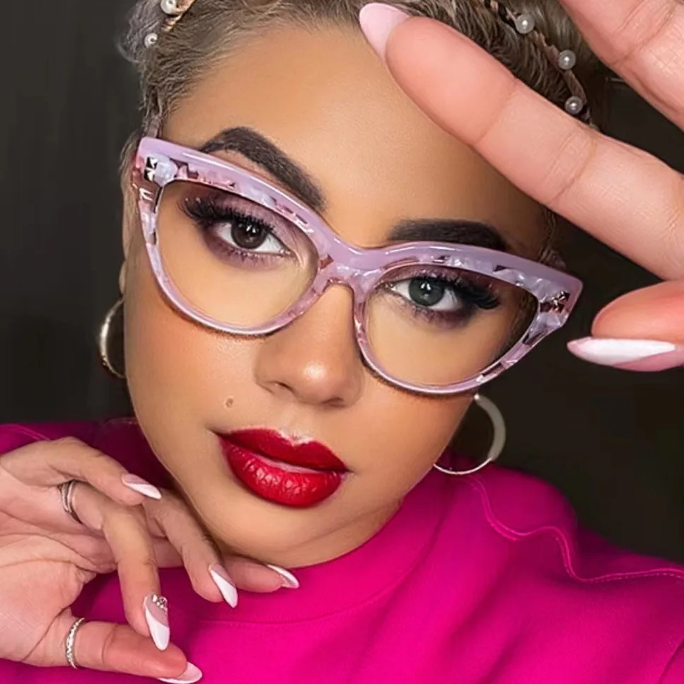 Wholesale 2022 Anti Blue Optical frames eyeglasses Flat lens cat eye frame Spectacles oversized clear lens eye glasses frames