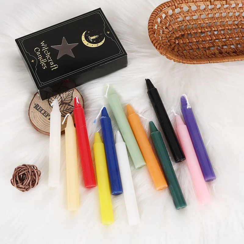 Wholesale 12 Color Long Pole Candles Household Paraffin Wax General Emergency Lighting Candles With Gift Box