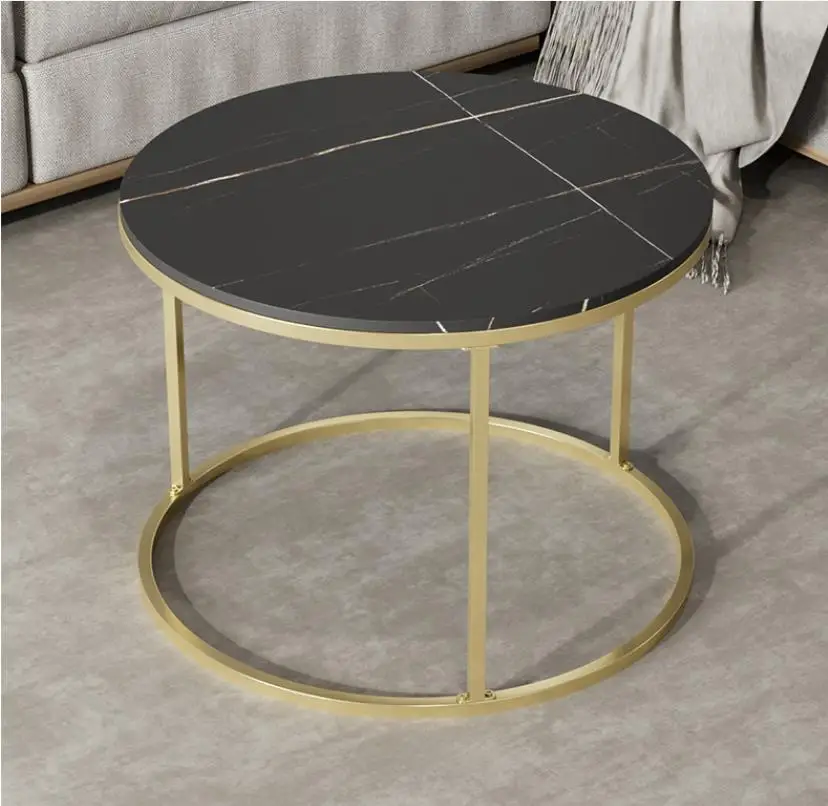 2022 new arrival wholesale cheap modern design minimalist small apartment round set marble rock slab coffee table tea table