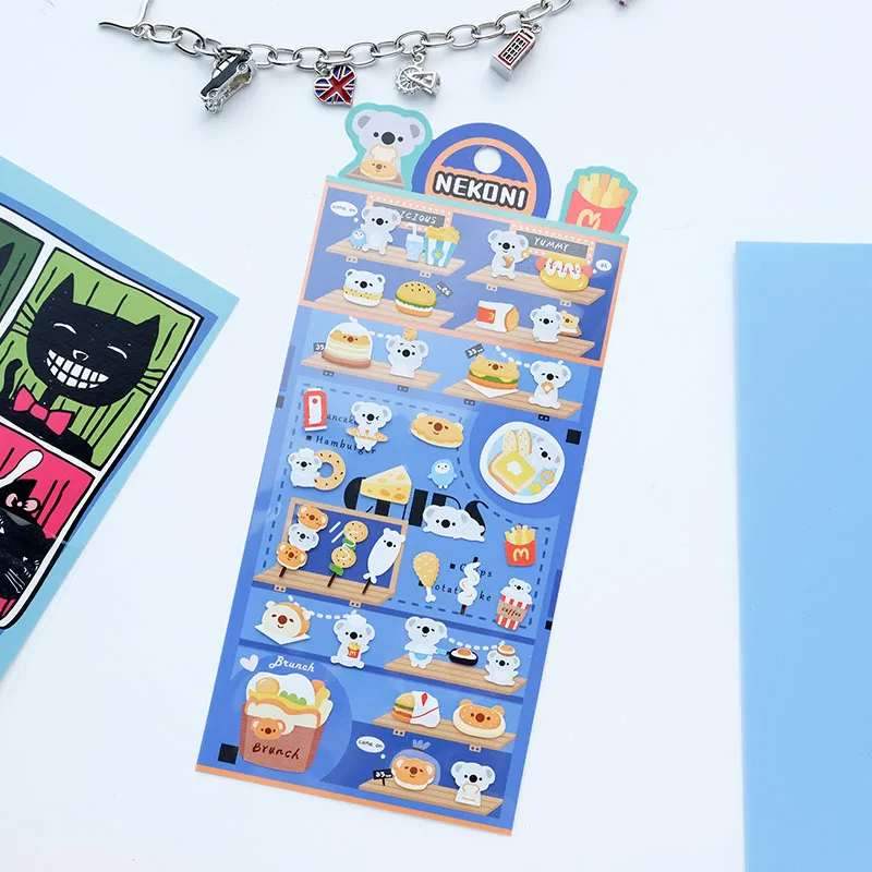 Nekoni Paper Stickers Panda Seal Koala Fox 2D Stickers Sheet Original Creative Designs Animal Cooking Decals Stickers Decals