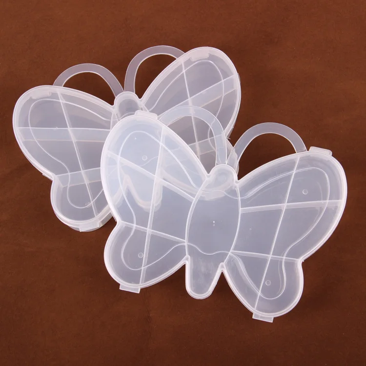 New Hot Transparent Butterfly & Heart Shape Jewelry Organizer Plastic Storage Box