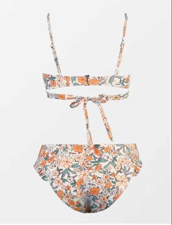 Bikini manufacturer Custom Floral Print bikinis&Beachwear Ruffle swimsuit Sexy bikinis Two Piece Swimsuits For Women