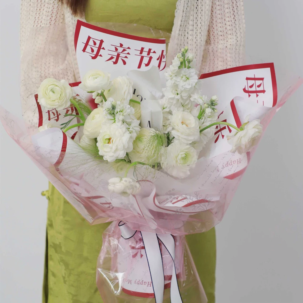 Fall In Color 2023 New Design Waterproof Letter Design Clear Cellophane Sheet Packaging Wrap Paper For Flower Bouquet
