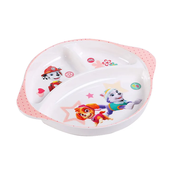 Set platos ninos 3 portion plate for children melamine divided plat, 3 compartment cute cartoon melamine kid plates set