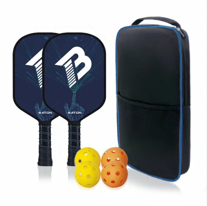 Custom design Pickleball Racquet set Carbon Fiber Pickle Ball Paddle Racket set with 4 balls