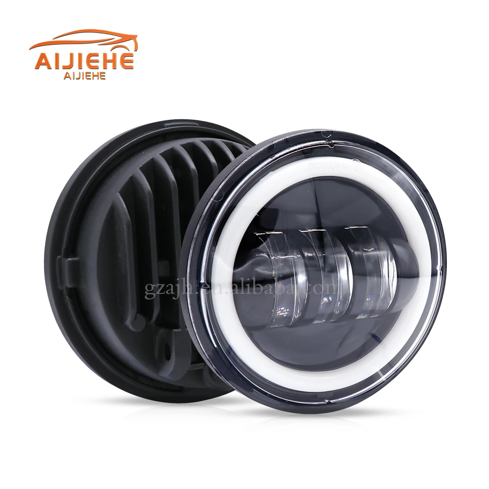 12V Motorcycle Auxiliary Light With White Halo Ring 4.5 Inch Projector Led Fog Light For Motorcycle