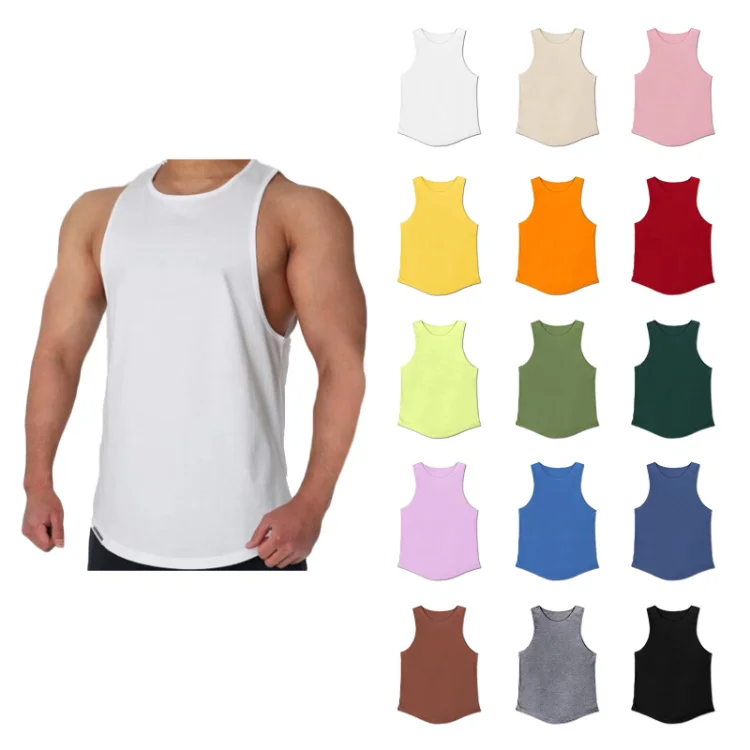 Wholesale Gym Sleeveless Tank Top Bodybuilding short Male Design Own Custom Logo Stringer Wrestling Singlet knitted Mens Vest