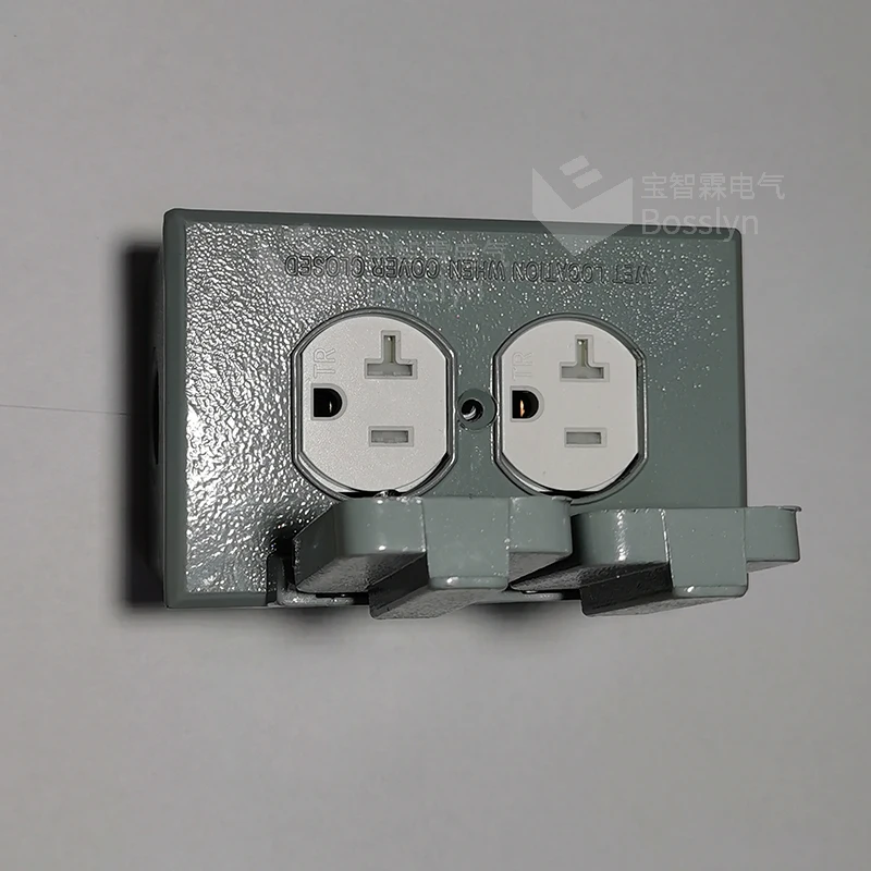 Electrical iron box wiring connection wall box with nema 5-20r receptacles duplex receptacle